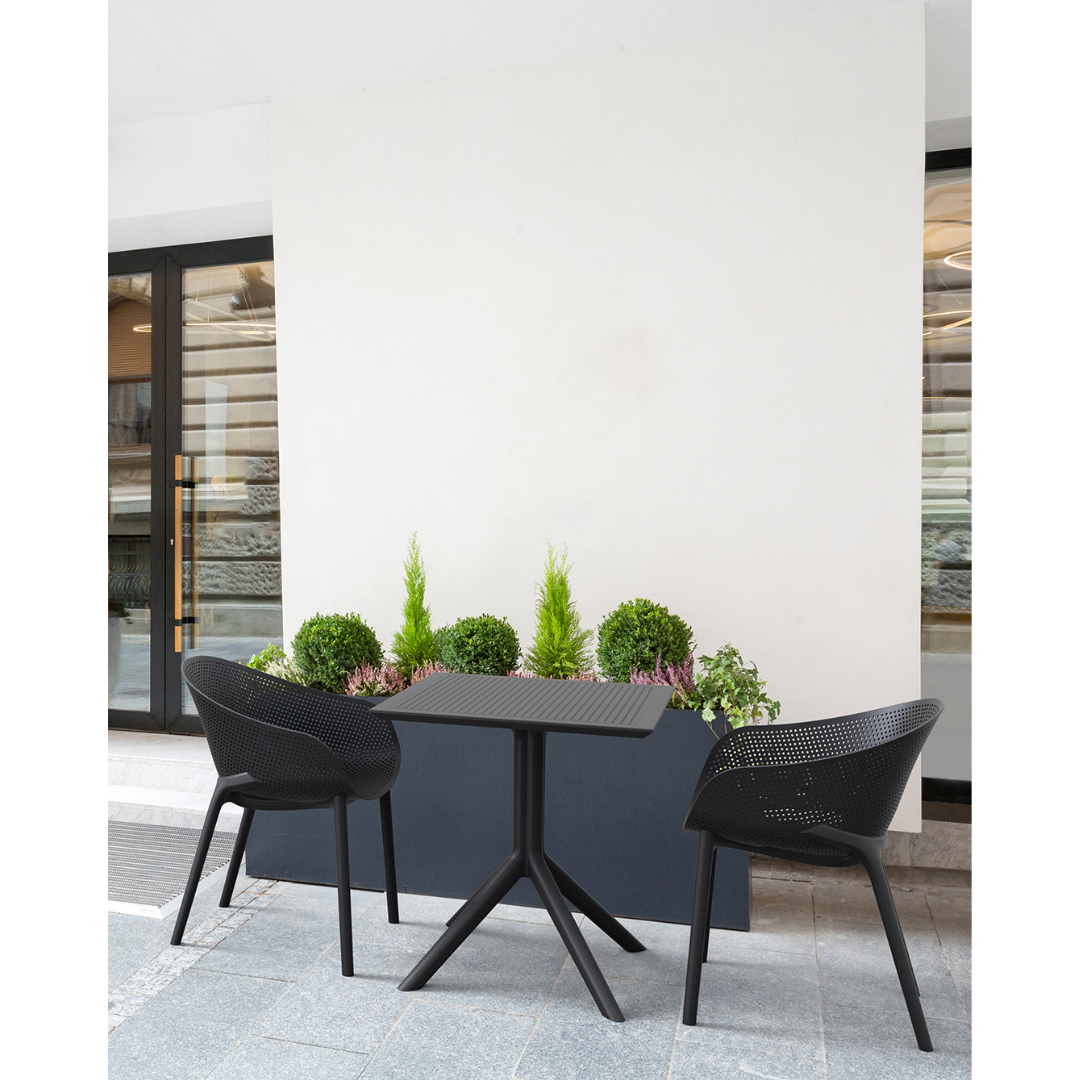 Sky Black Stacking Arm Chair Set of 4