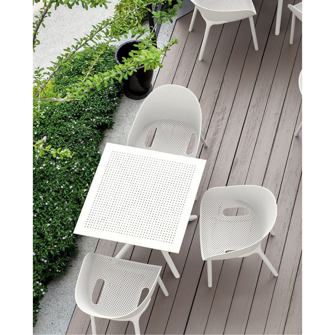 Sky White Stacking Arm Chair Set of 4