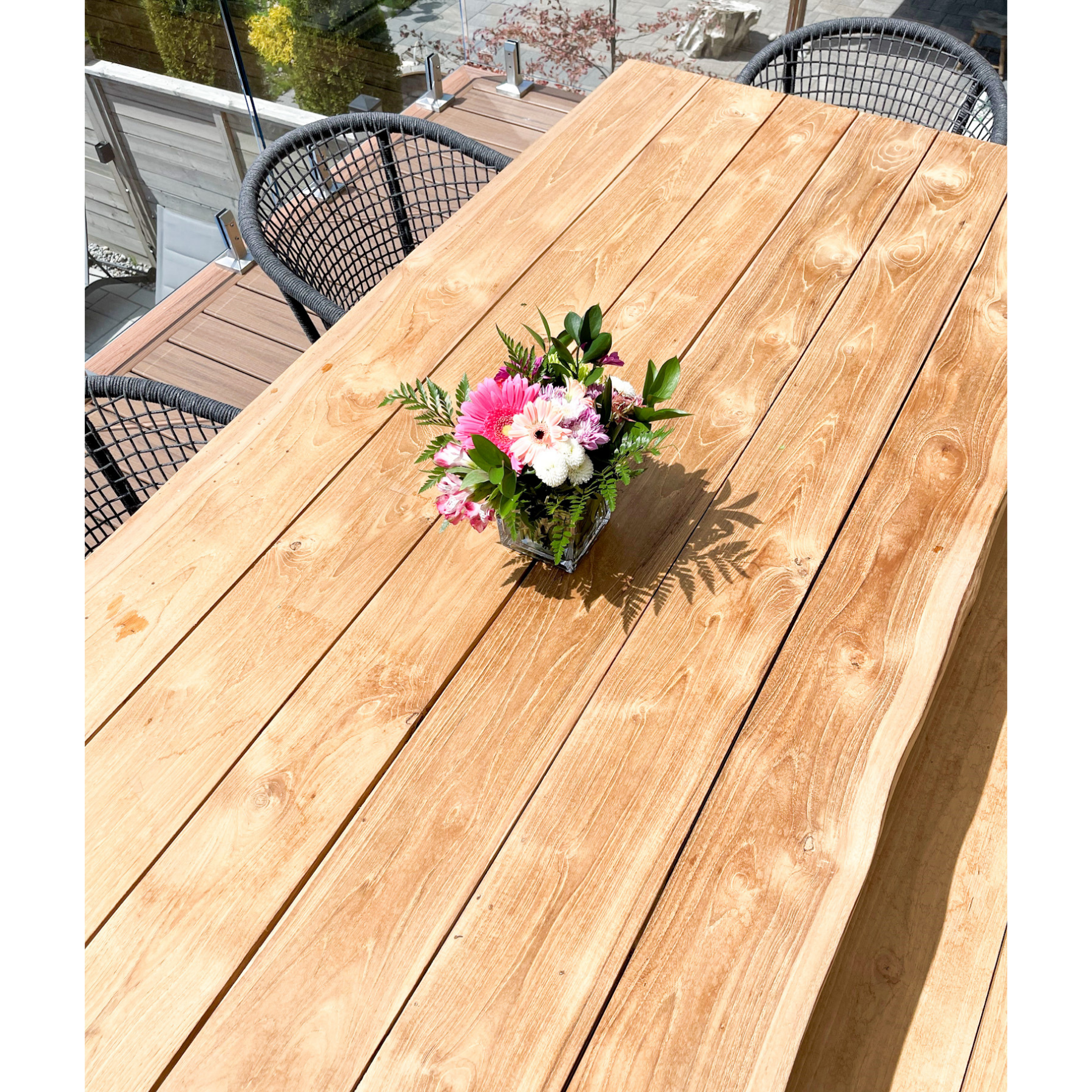 Live Edge Teak Charcoal Dining Table