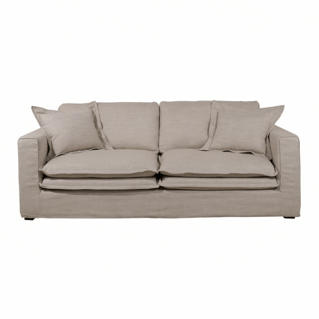 Santa Monica 88" Linen Natural Slipcover Sofa