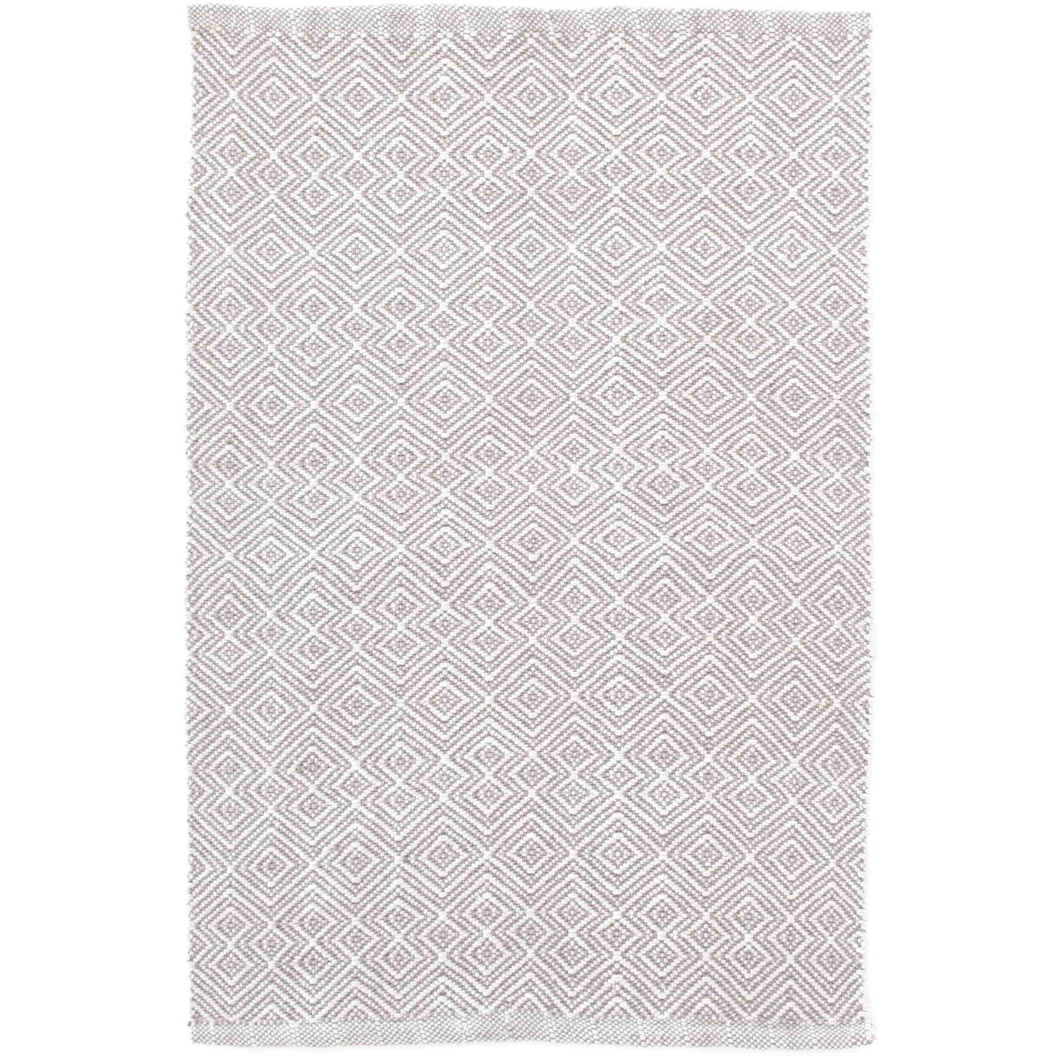 Premium Dash & Albert indoor/outdoor 100% PET rectangular rug in pale grey and off white, subtle textured diamond pattern
