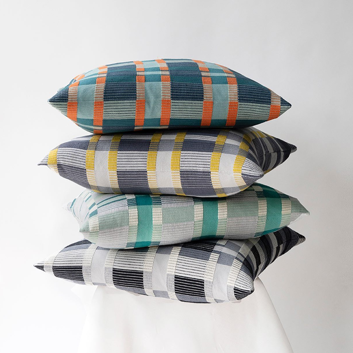 Checkered Turquoise Toss Cushion