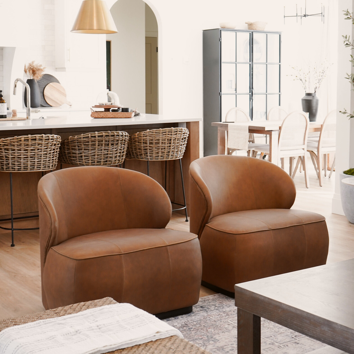 Cocoon Cognac Leather Chair