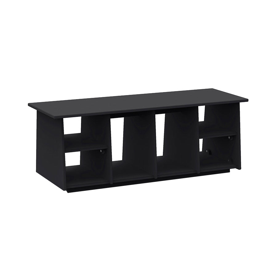 Premium indoor/outdoor entry storage bench, four shelves, two center taller slots, marine grade polymer construction, clean transitional design