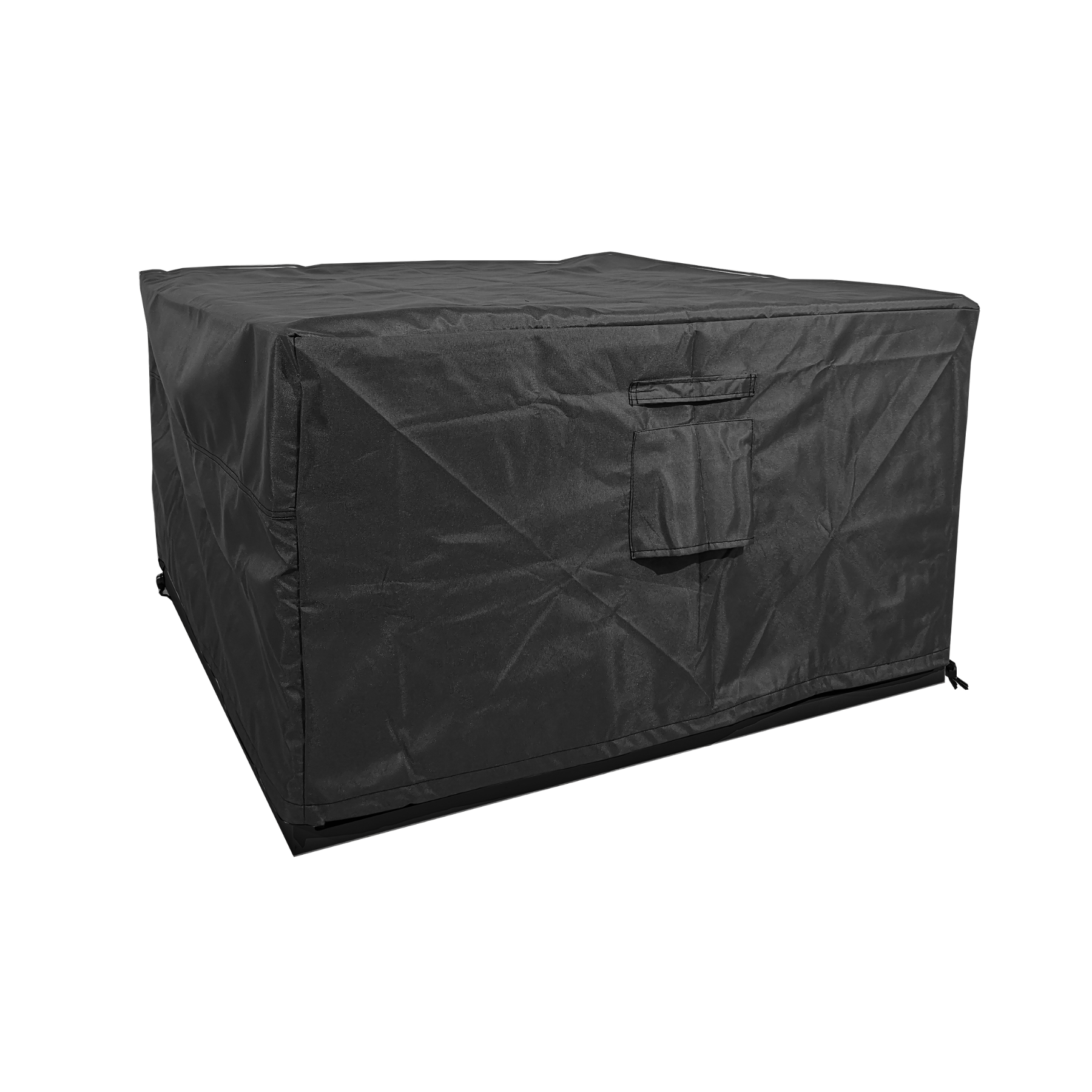 Premium dark grey weather resistant fitted square firepit cover