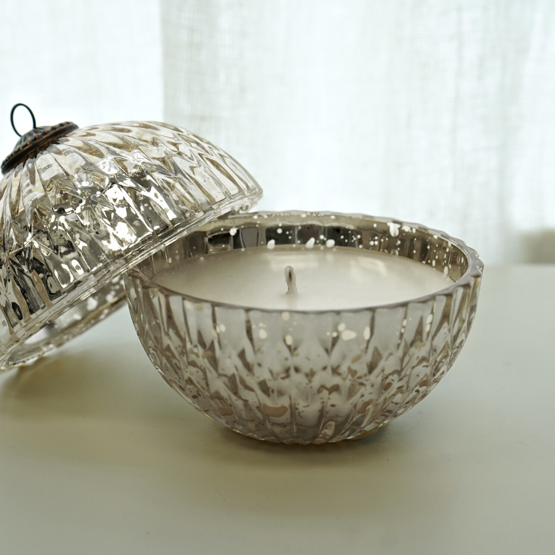 Silver Mercury Ornament Candle | Balsam & Cedar