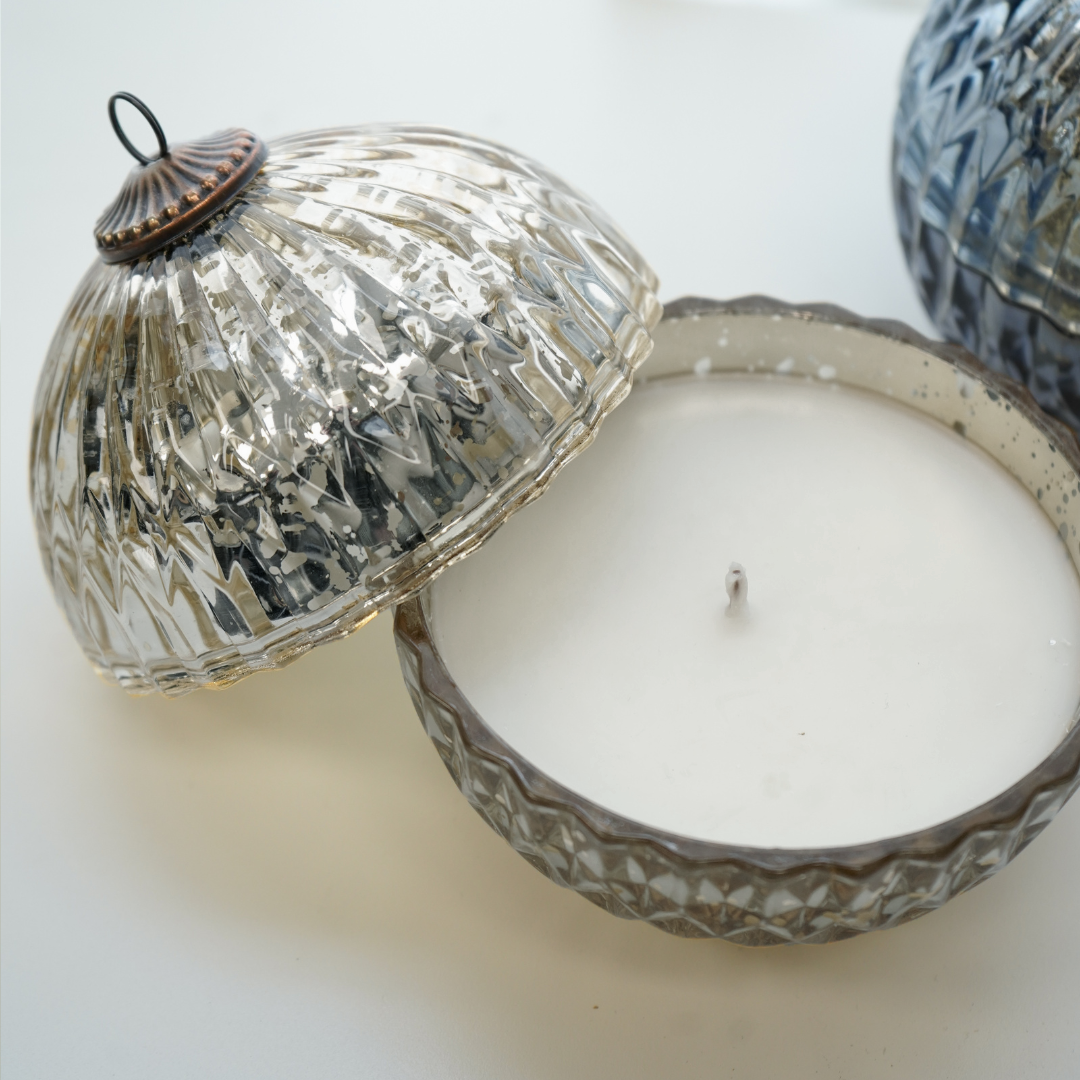 Silver Mercury Ornament Candle | Balsam & Cedar