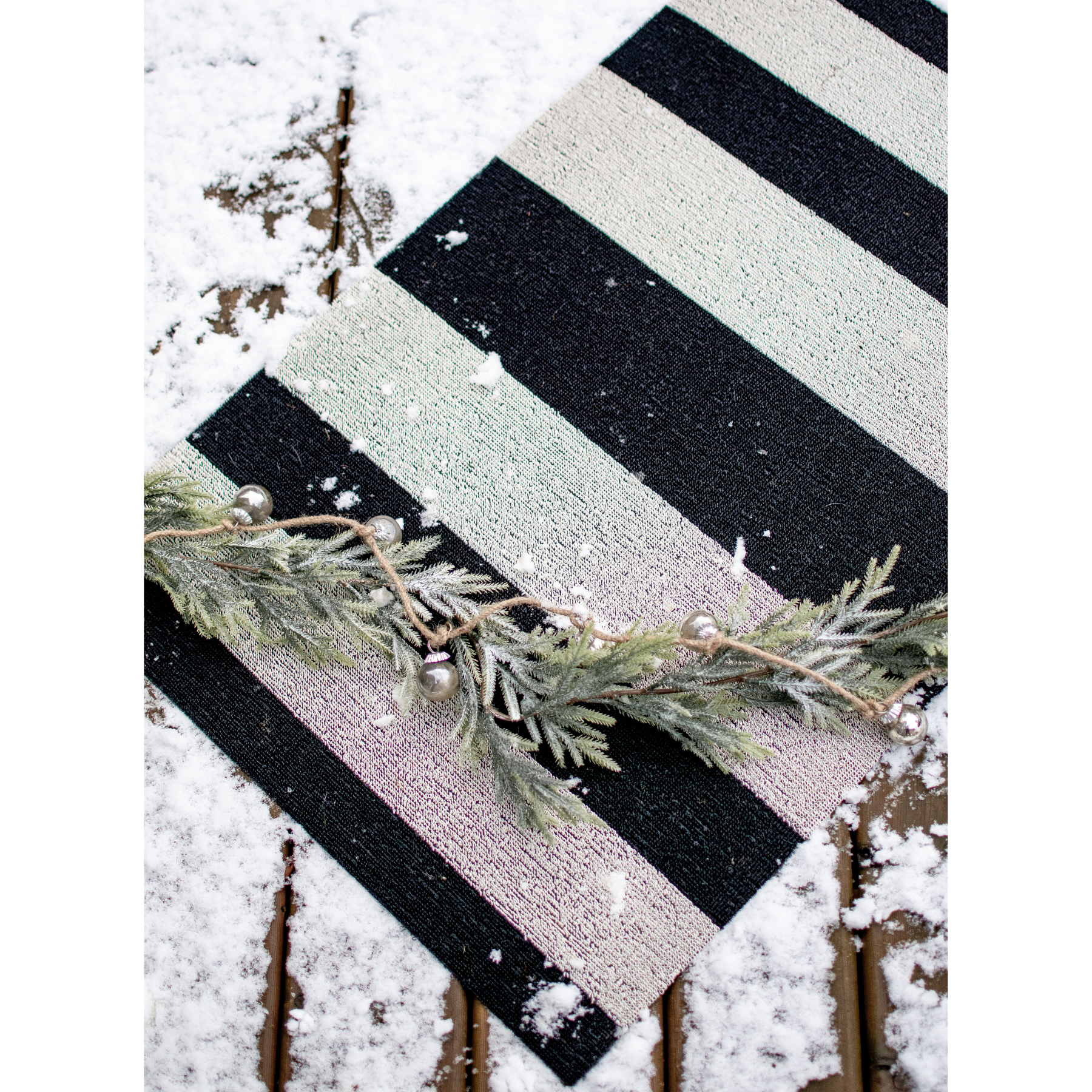 Chilewich Bold Stripe Shag Mats - Black & White