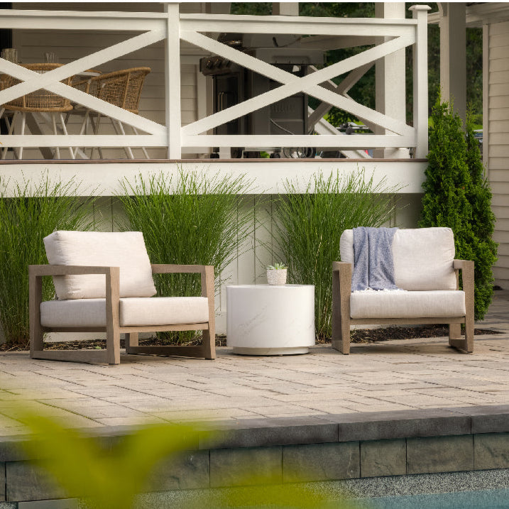 Roma Faux Marble Outdoor End Table