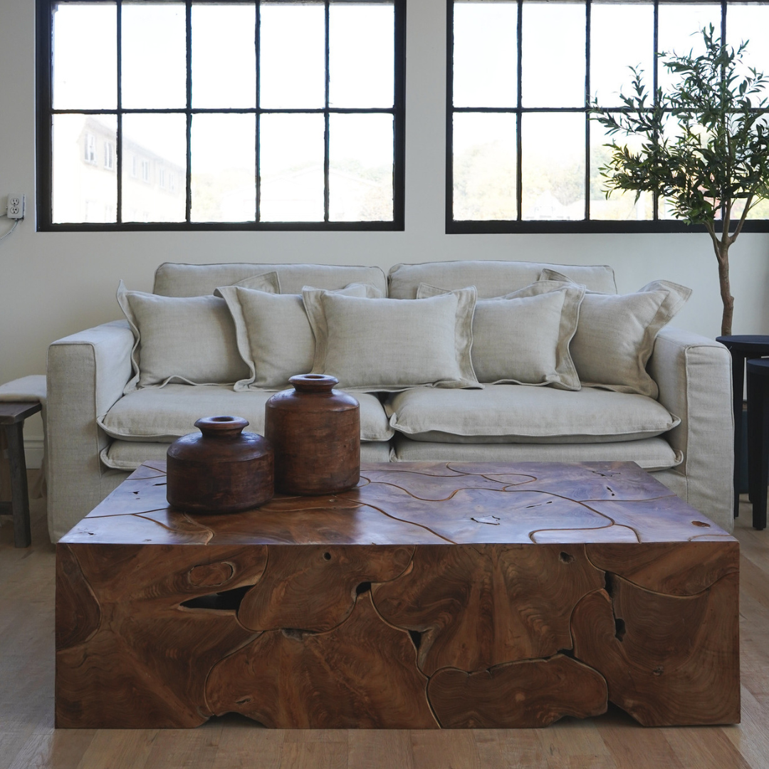 Santa Monica 88" Linen Natural Slipcover Sofa