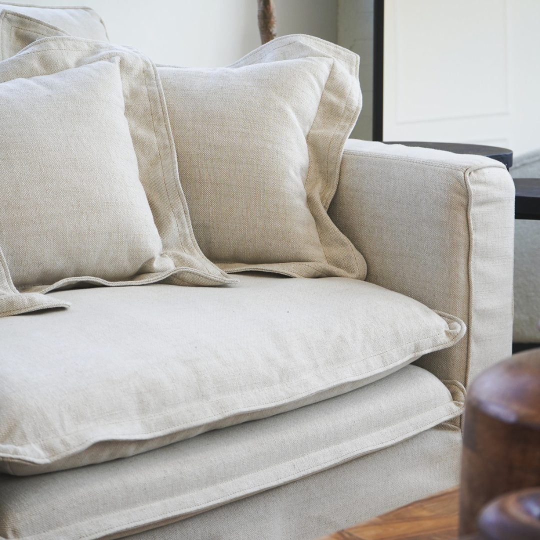 Santa Monica 88" Linen Natural Slipcover Sofa