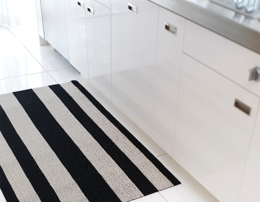 Chilewich Bold Stripe Shag Mats - Black & White