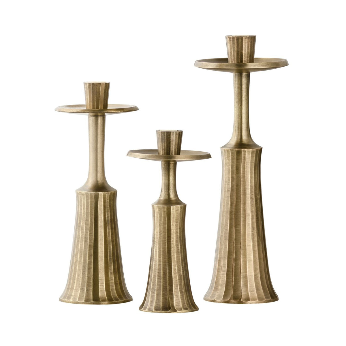 Ridged Taper Candle Holder Brass Hauser Company Stores