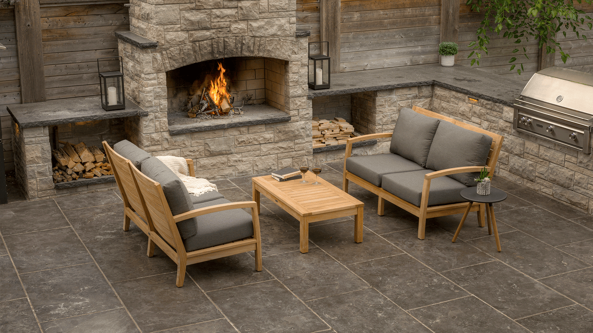Kelowna outdoor furniture set on backyard patio