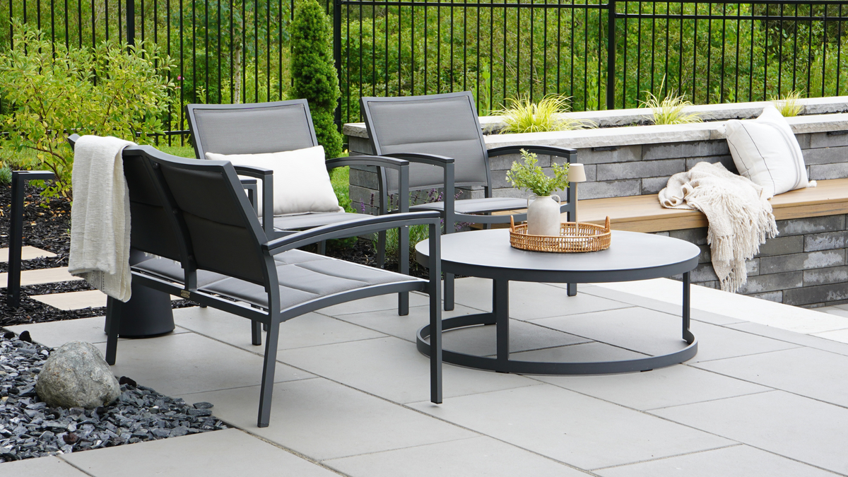 mesa outdoor dining furniture set on rooftop balcony