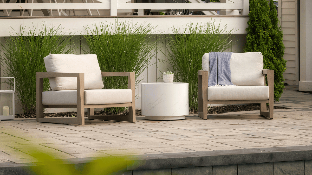 Nova outdoor furniture set on poolside patio