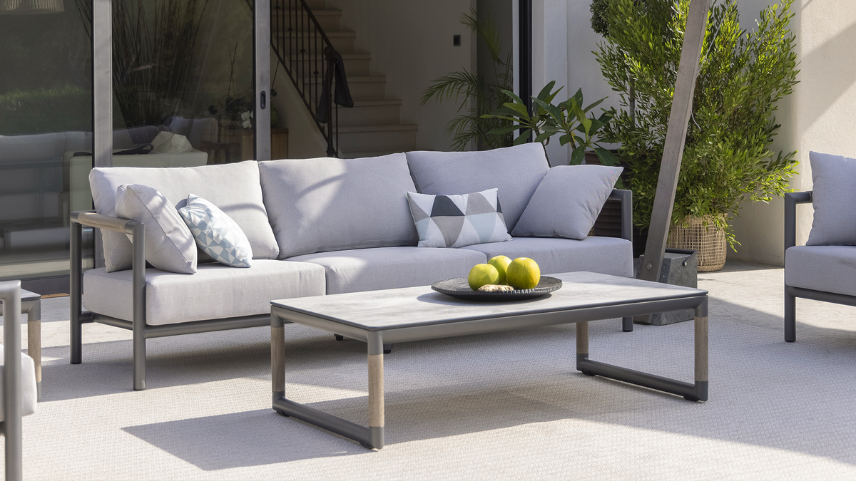 Oxford outdoor furniture collection on modern concrete patio