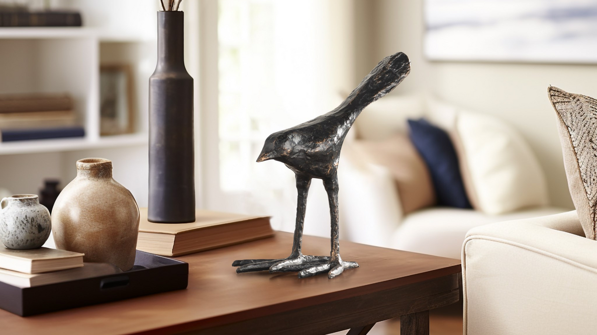 Decorative bronze bird sculpture