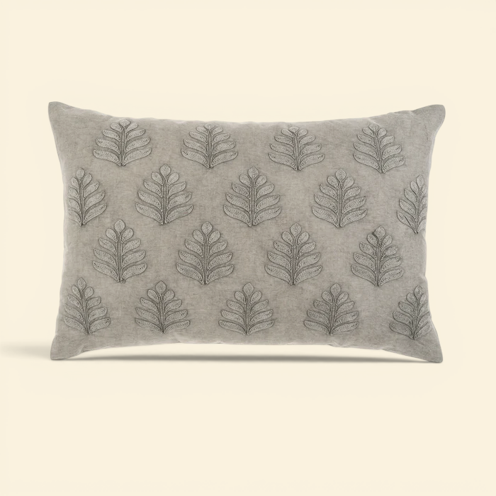 Grove Linen Kidney Pillow - Fog