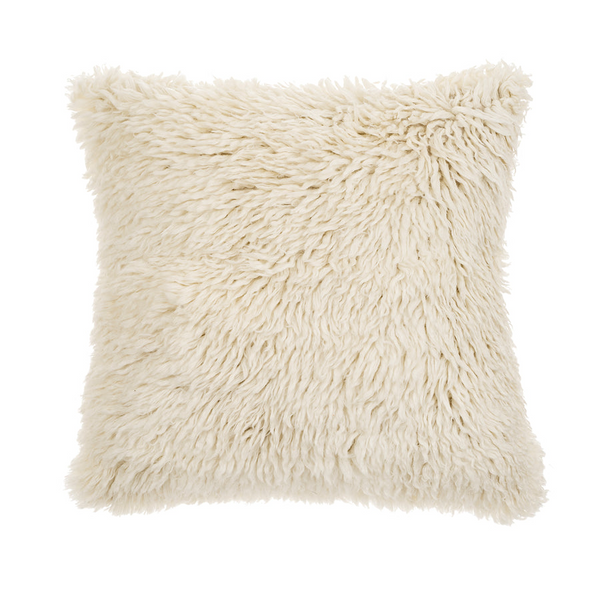 Long Ivory Wool Toss Pillow