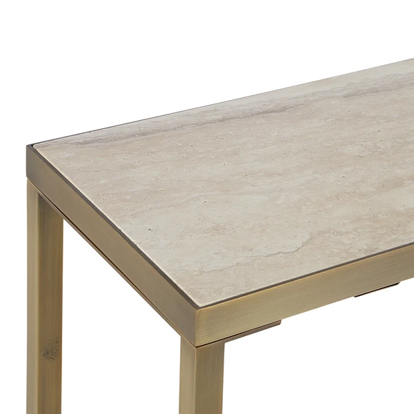Loom Console Table - Travertine/Antique Brushed Brass