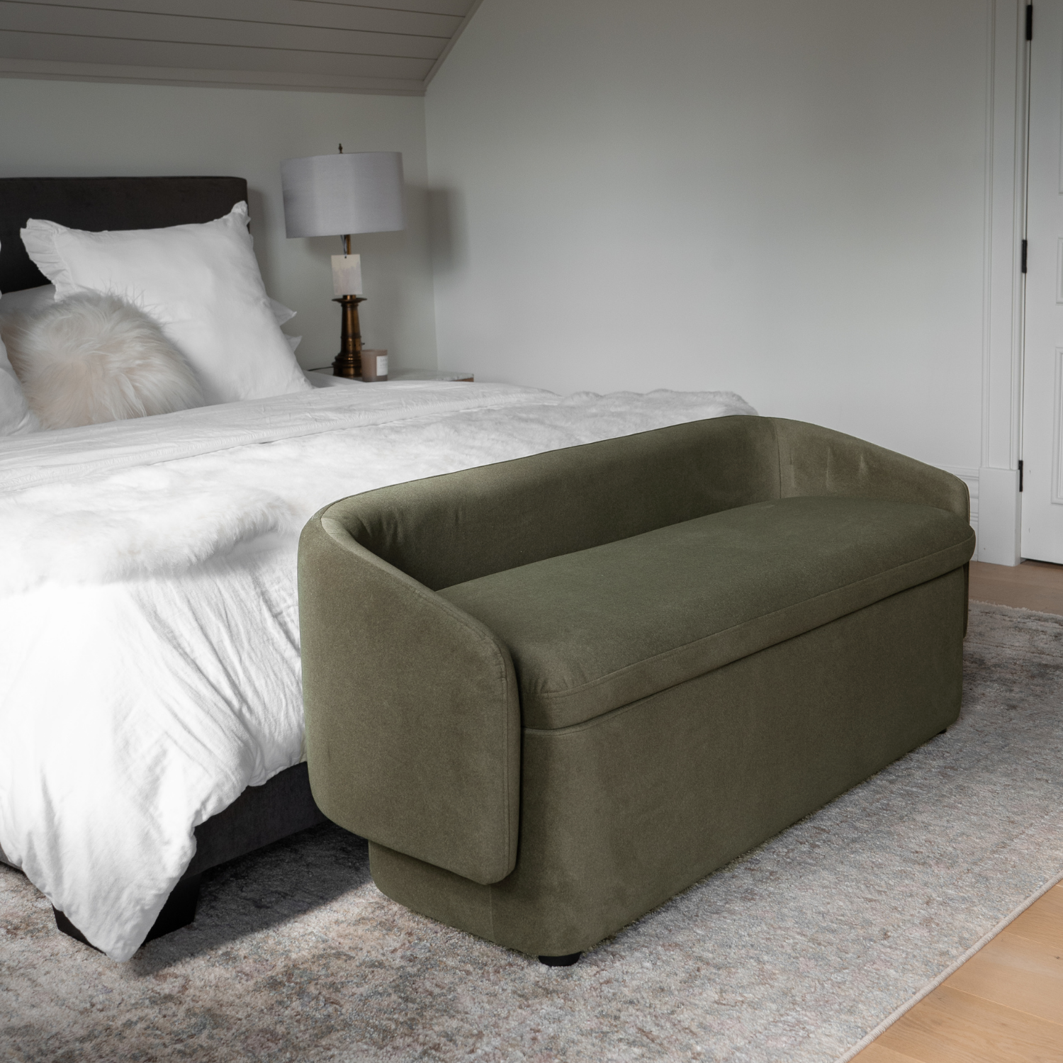 Capri Storage Bench - Forest Green Matte Velvet