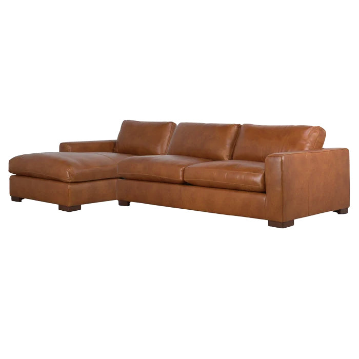 Charlestown 124" Chaise Sectional - Camel Leather