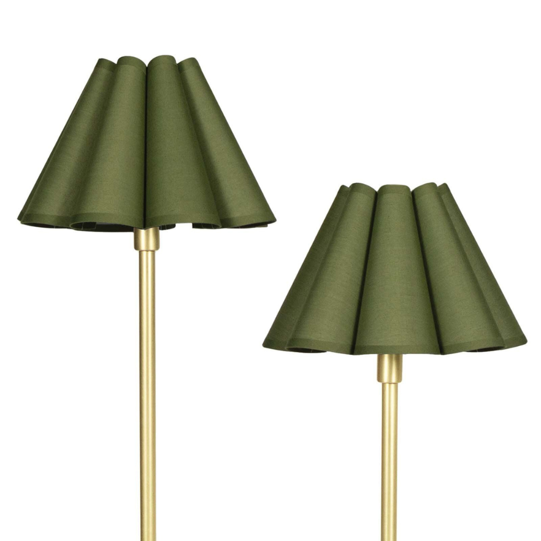 Polly Double Arm Table Lamp - Green/Brass