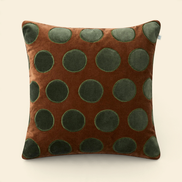 Dots Velvet Cotton Toss Pillow with Feather Insert