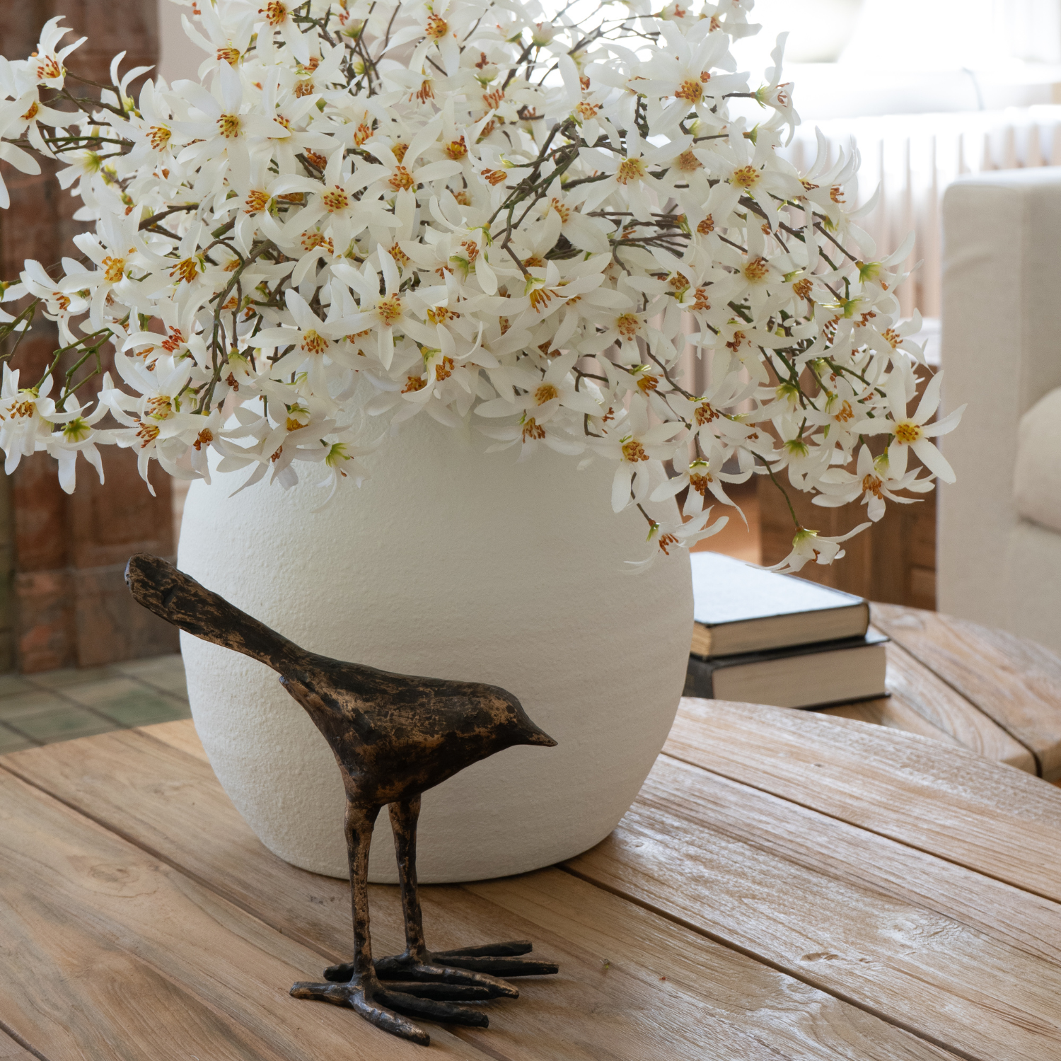 Iris White Cement Vase