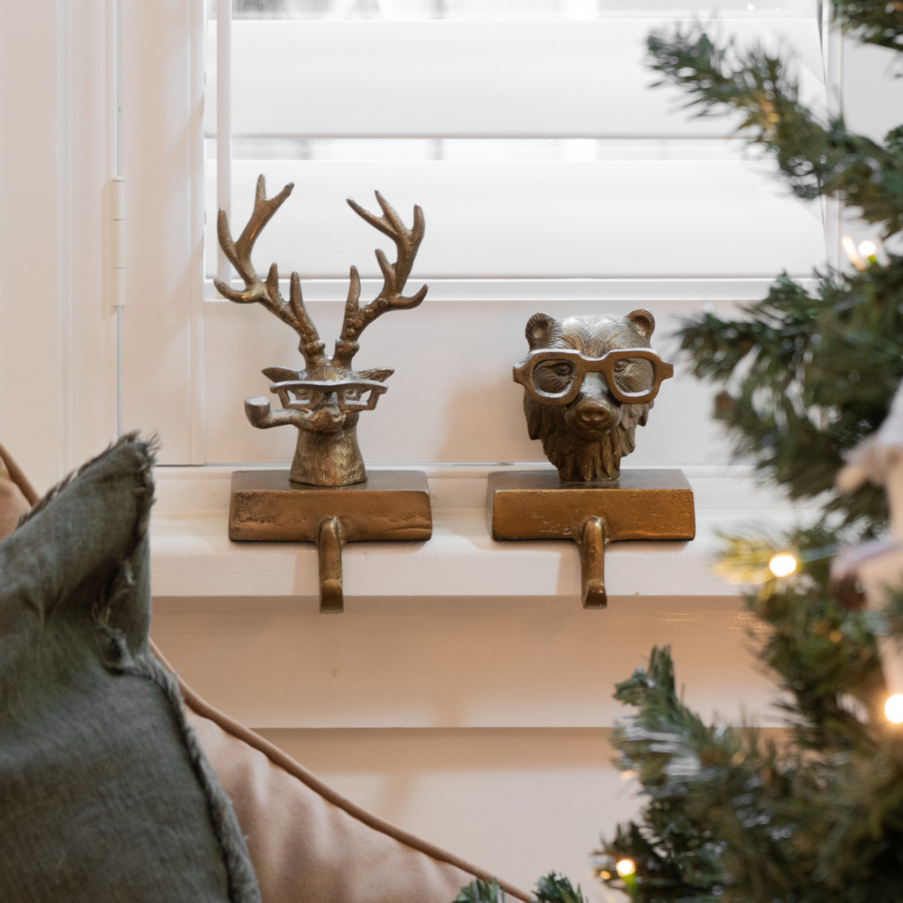 Whimsical Eric + Eloise Collection Brass Stocking Holders