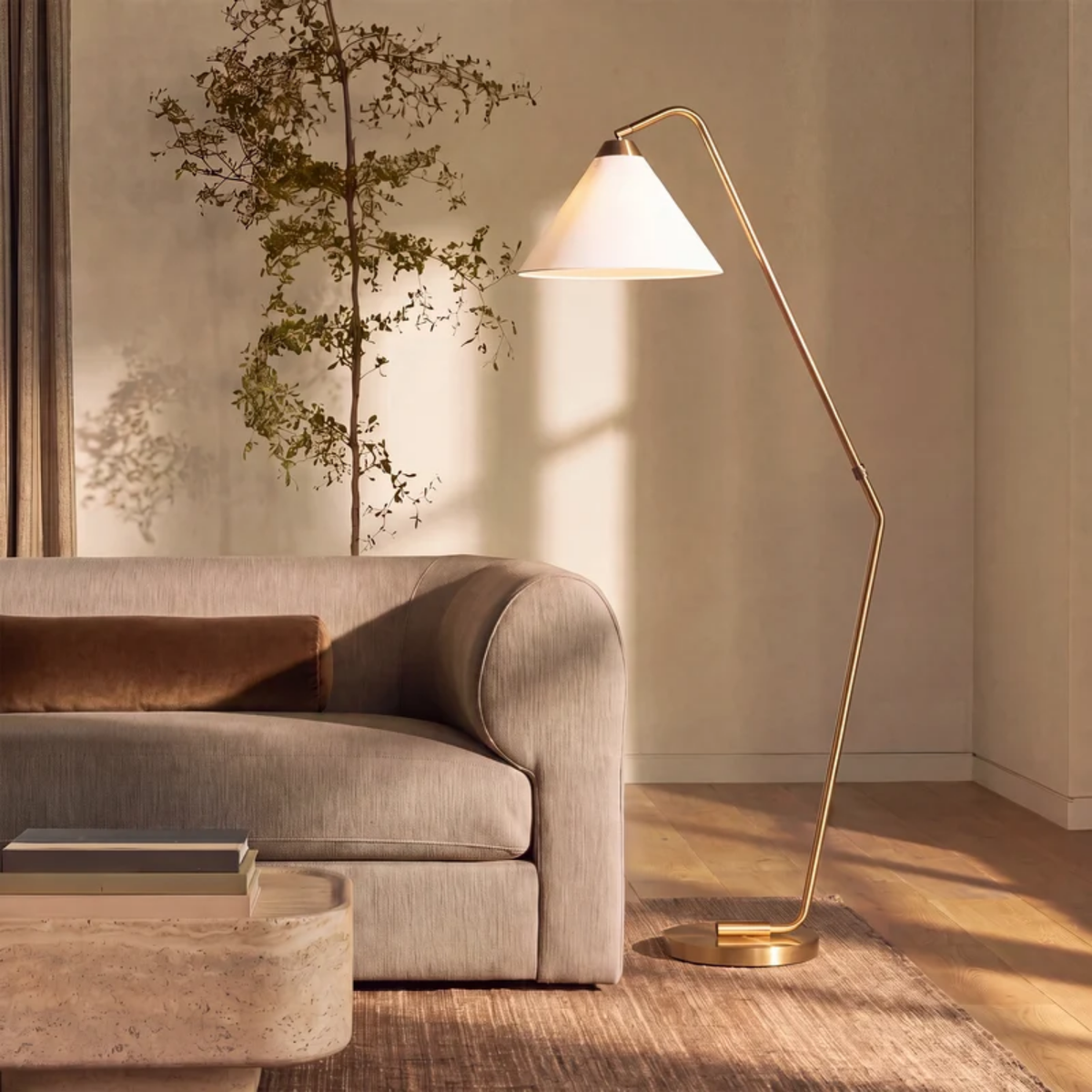 Angles Iron Floor Lamp - Dark Antique Brushed Brass