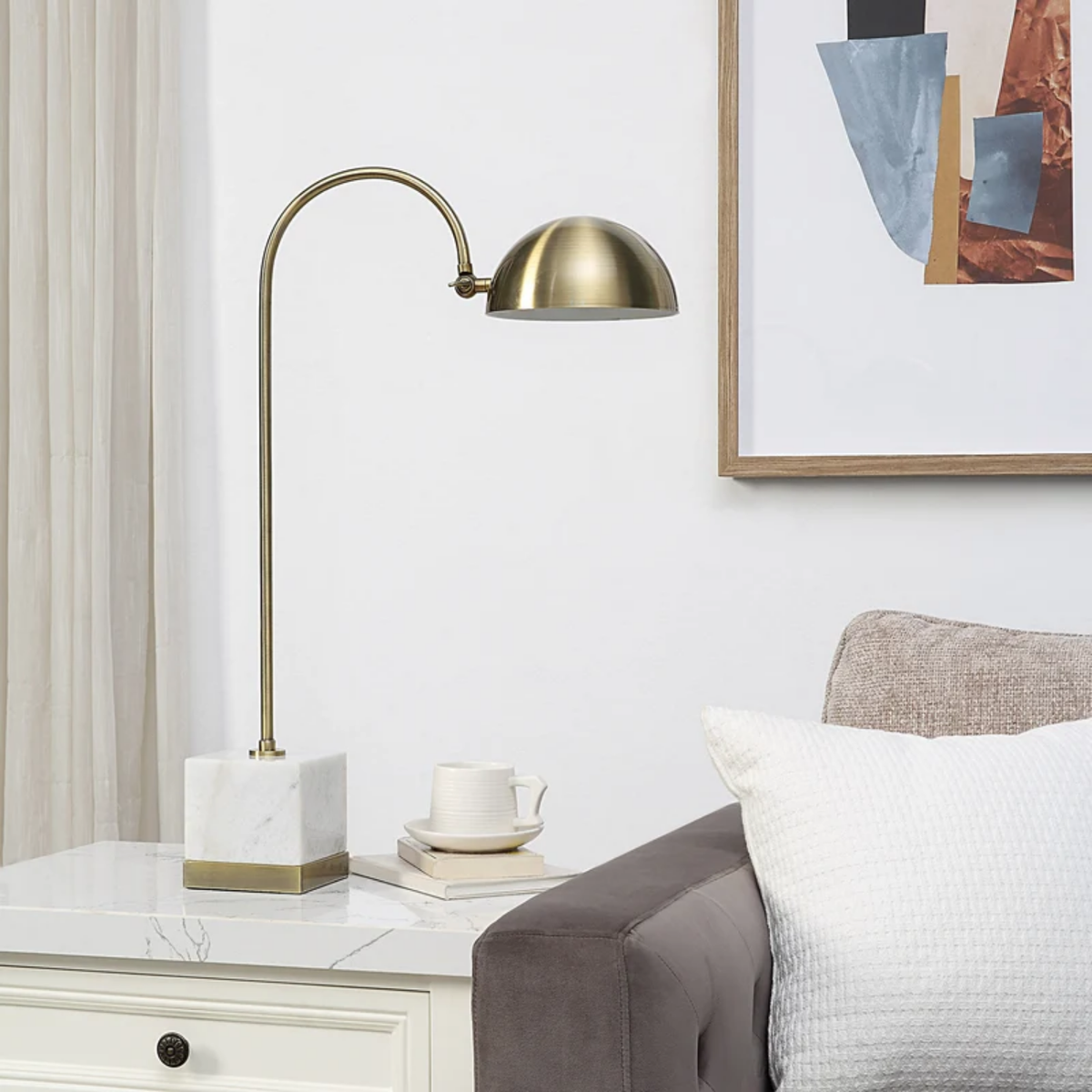 Arch Marble Table Lamp - Antique Brushed Brass