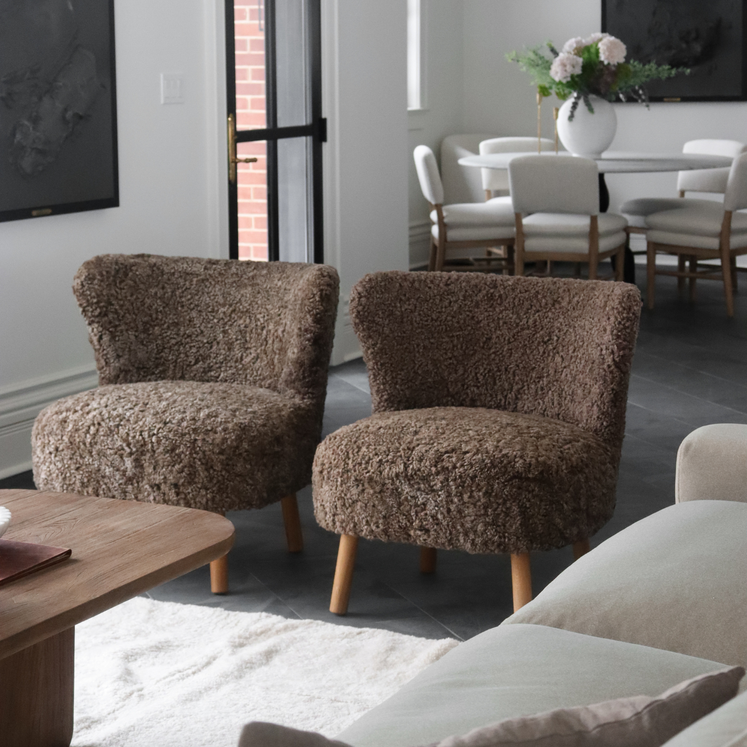 Arlberg Wool Sheepskin Lounge Chair - Deep Taupe
