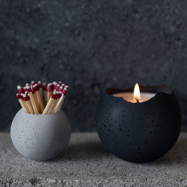 Woodland Black Concrete Candle