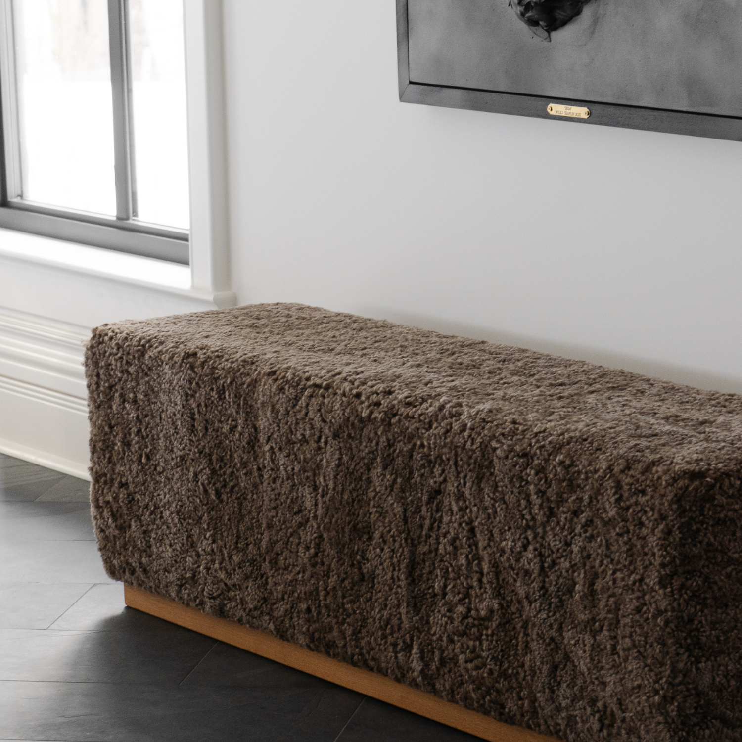 Bergen Wool Sheepskin Bench - Deep Taupe
