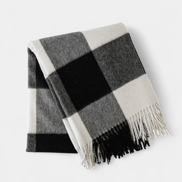 Buffalo Check Black/Ivory Alpaca Wool Throw