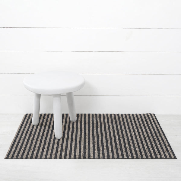 Chilewich Breton Stripe Shag 2x3 Utility Mat - Gravel