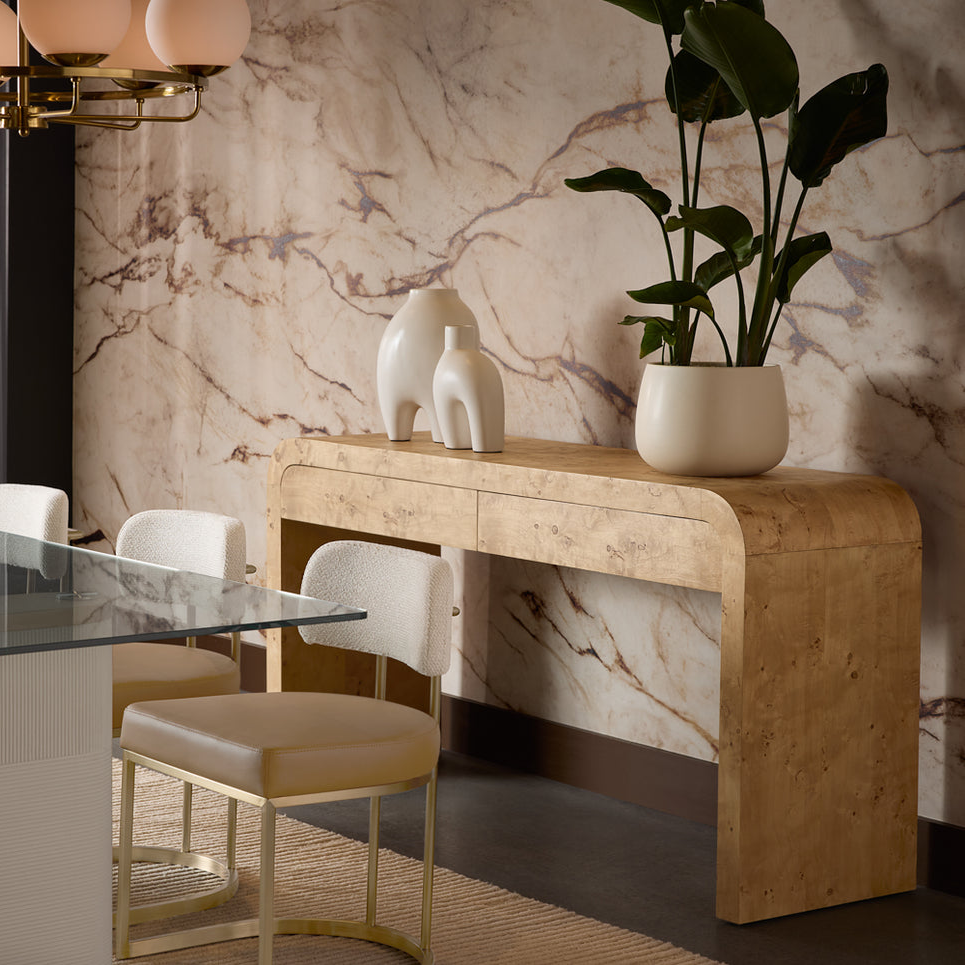 Burl Wood Console Table