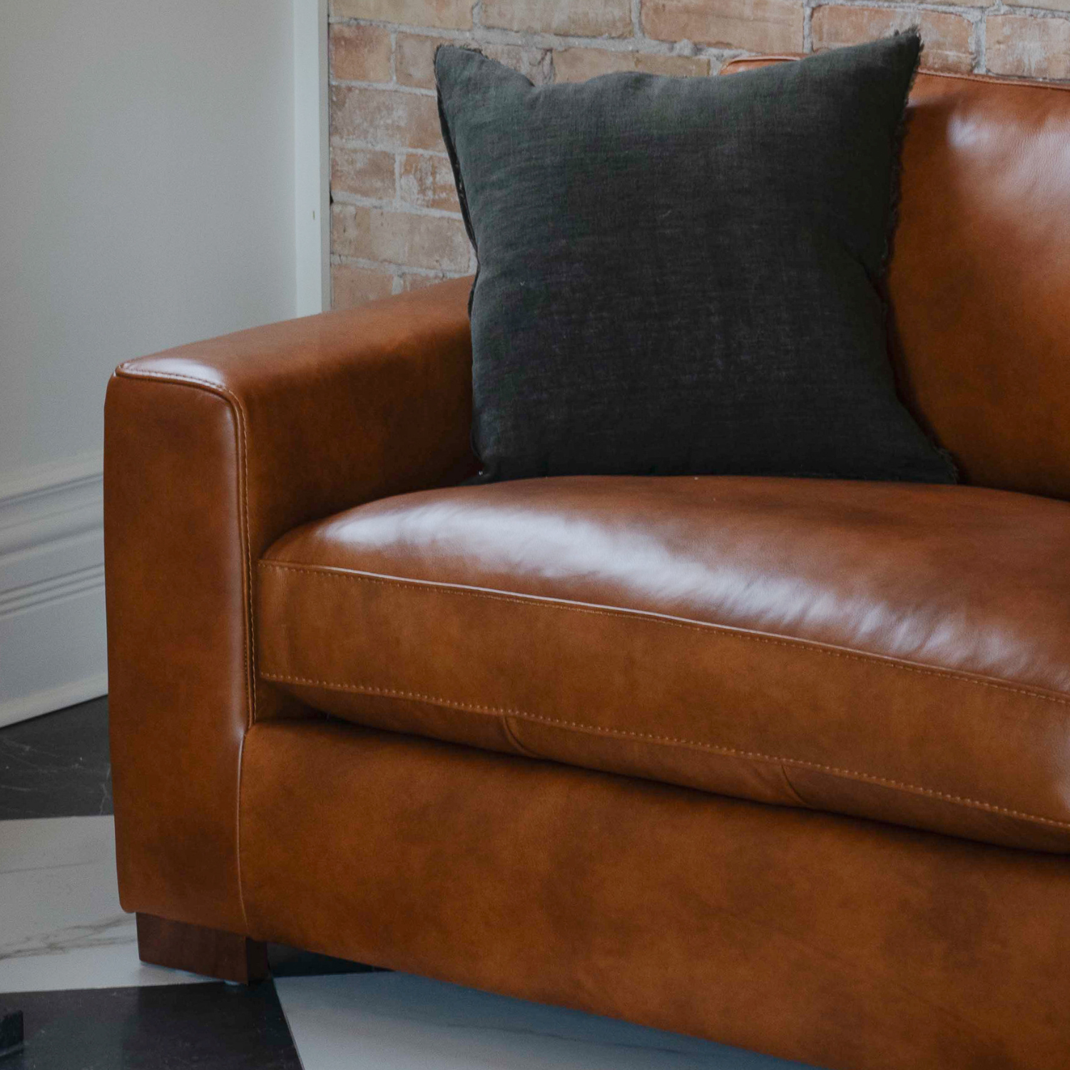 Charlestown Camel Leather Sofa