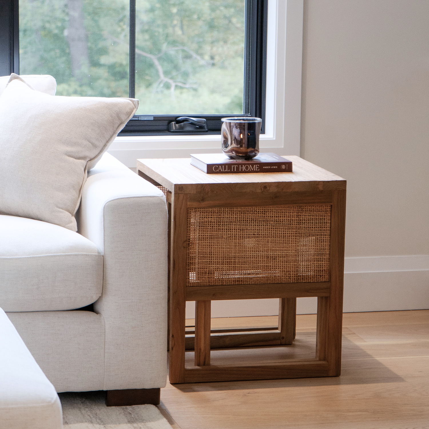 Cannes Rustic Teak Wood Nesting Side Table (Set of 2)