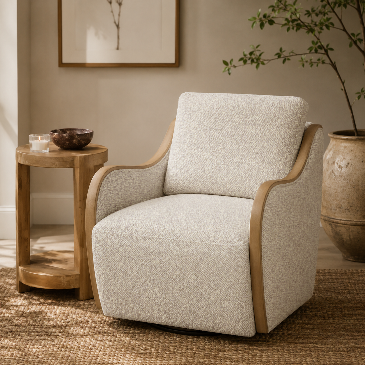 Capri Swivel Arm Chair - Tasmin Linen