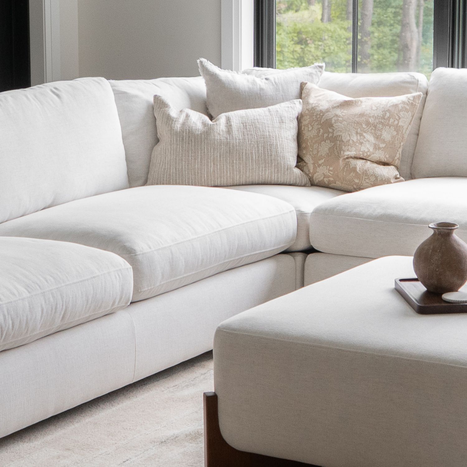 Charlestown 124" Chaise Sectional - Crypton® Nomad Snow