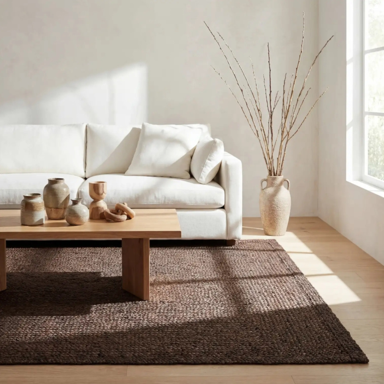 Dash & Albert Thale Chocolate Brown Textured Jute Rug