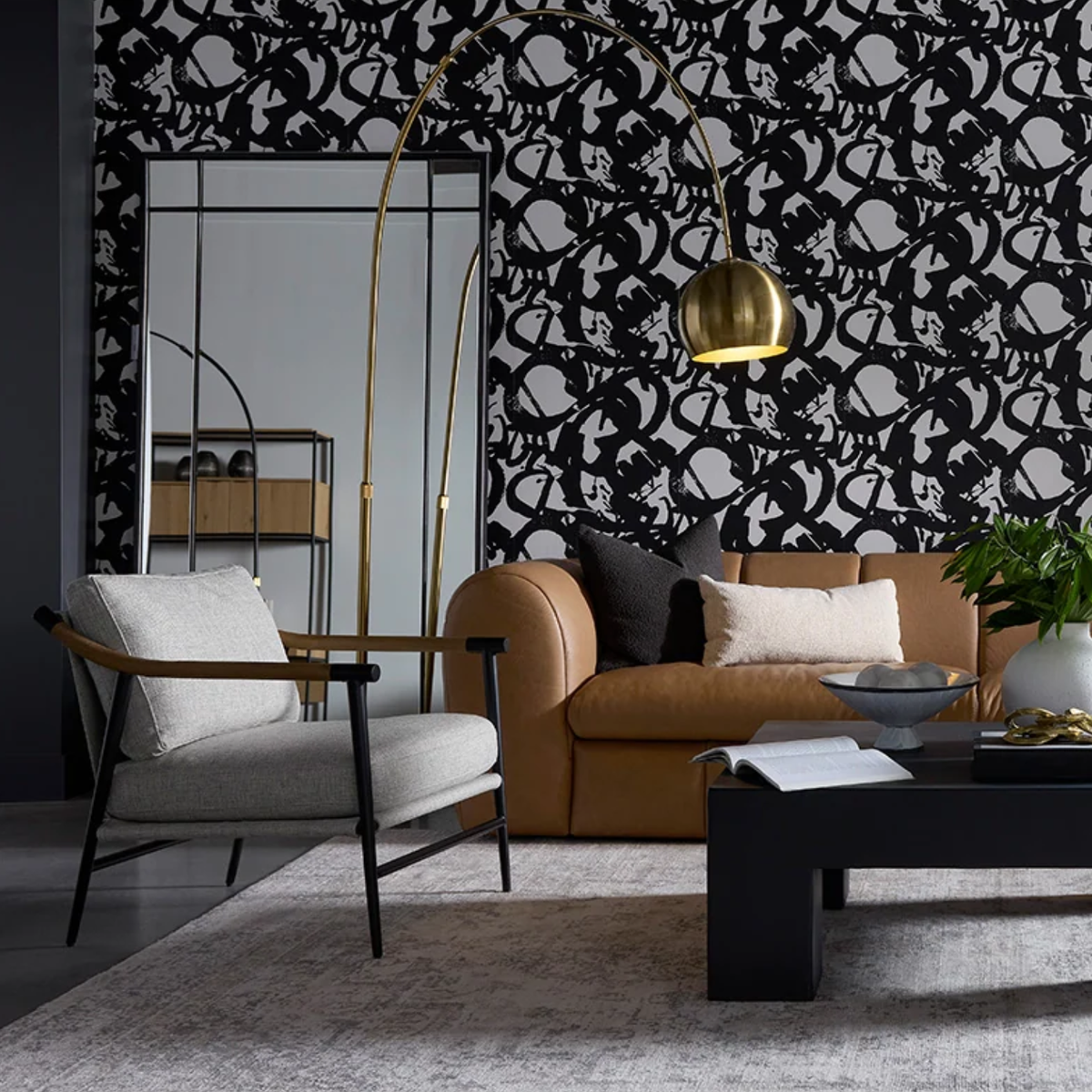 Crescent Floor Lamp - Brass