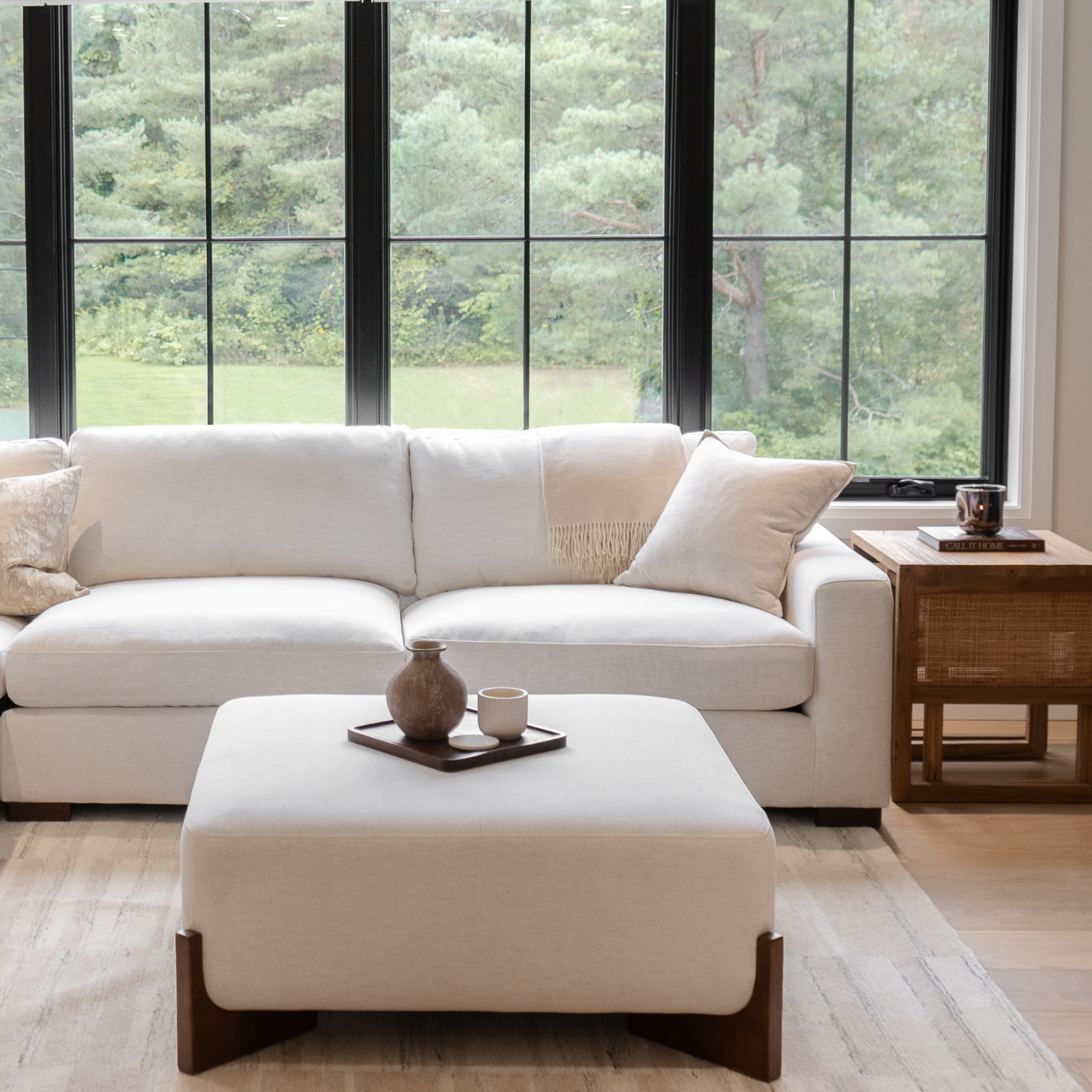 Cameron Ottoman w/ Dark Wood Base - Crypton® Nomad Snow