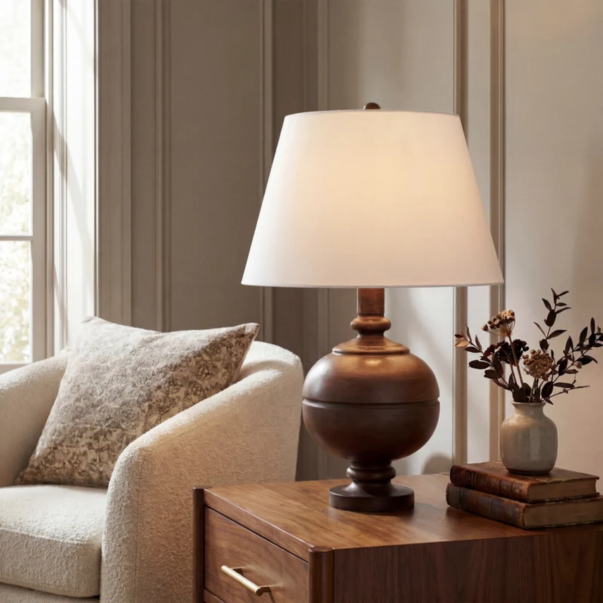 Ellipse Resin Table Lamp - Brown