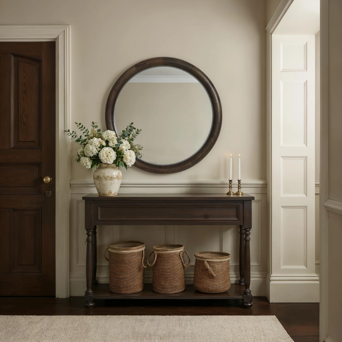 Freja Wood Wall Mirror - Dark Walnut
