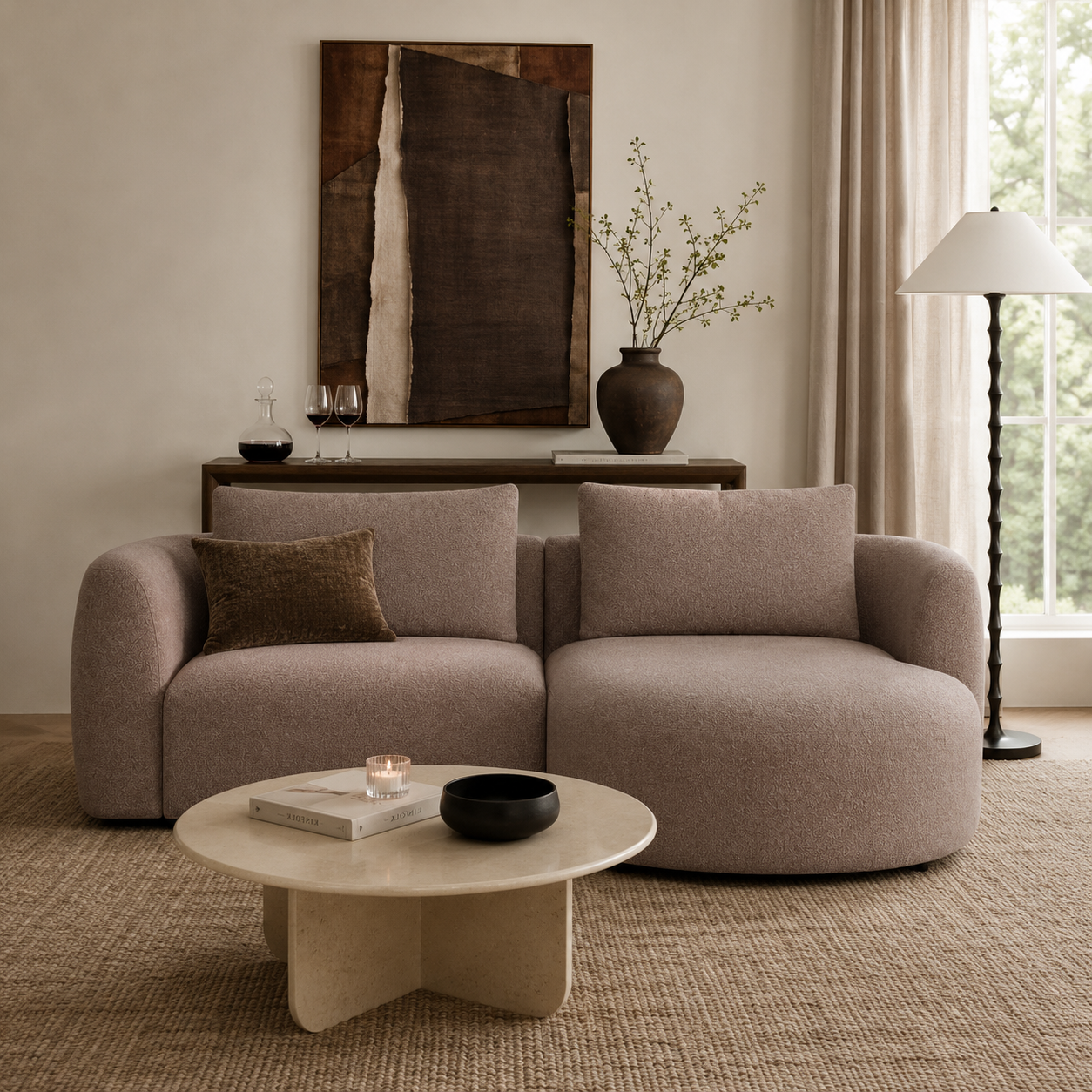Granville 2pc Chaise Sectional - Brisbane Mink