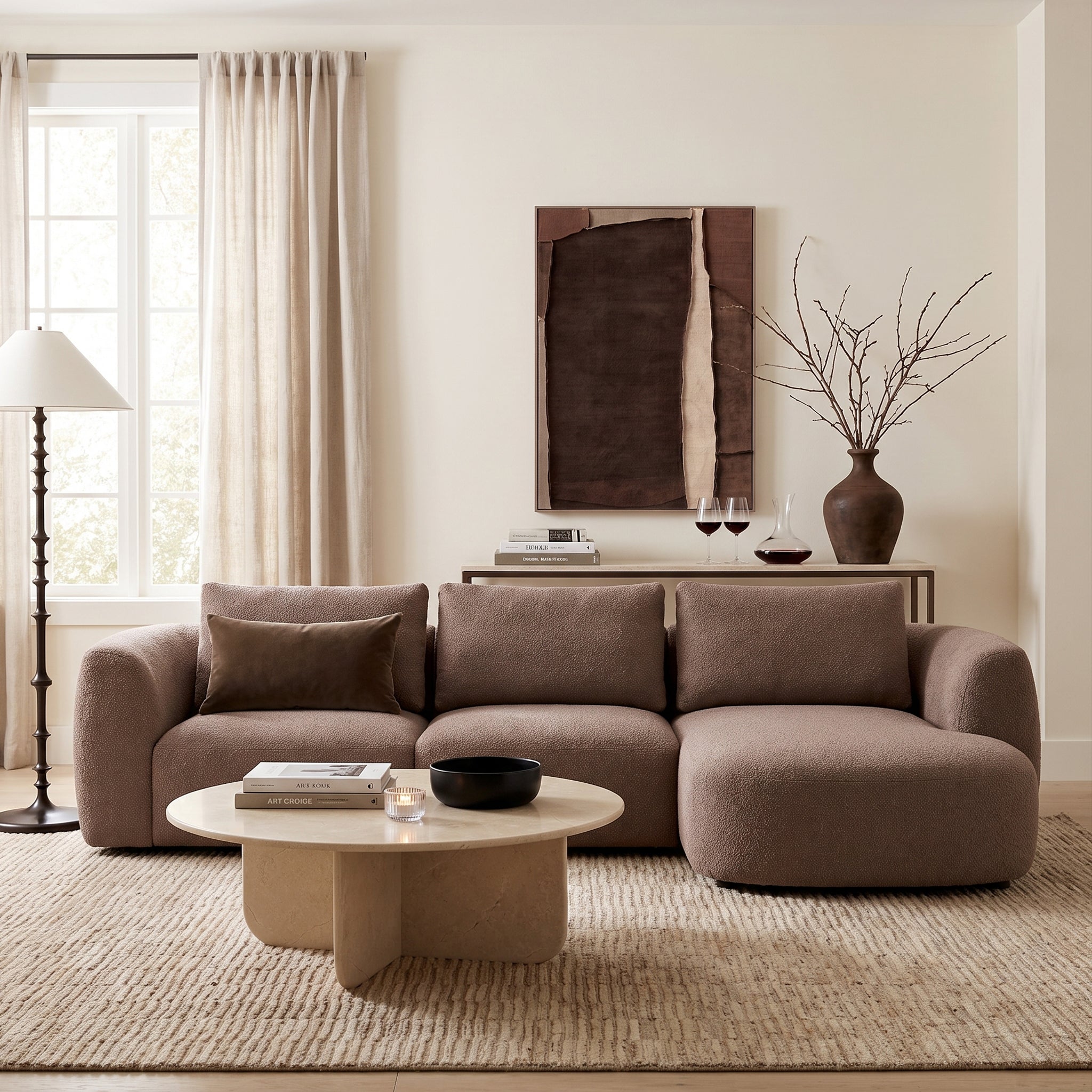 Granville 3pc Chaise Sectional - Brisbane Mink